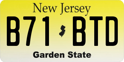 NJ license plate B71BTD
