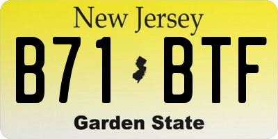 NJ license plate B71BTF