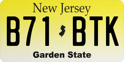 NJ license plate B71BTK