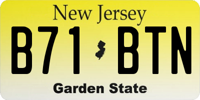 NJ license plate B71BTN