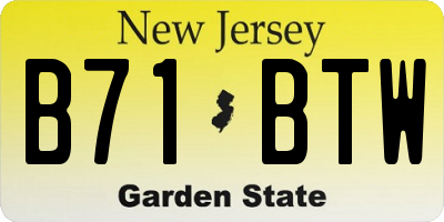 NJ license plate B71BTW