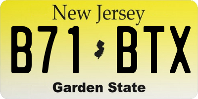 NJ license plate B71BTX