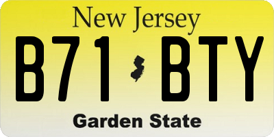 NJ license plate B71BTY
