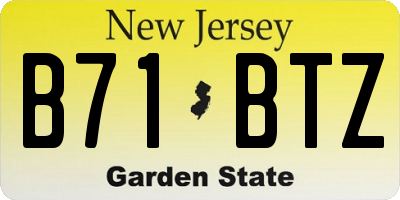 NJ license plate B71BTZ