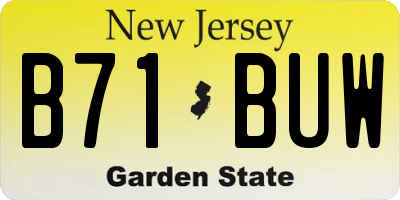 NJ license plate B71BUW