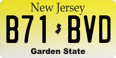 NJ license plate B71BVD