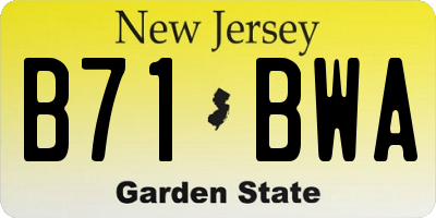 NJ license plate B71BWA