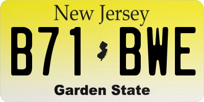NJ license plate B71BWE