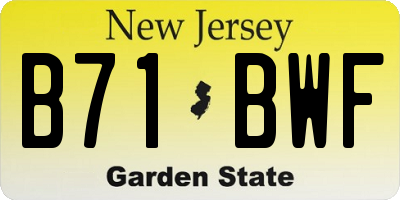 NJ license plate B71BWF
