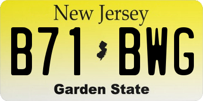NJ license plate B71BWG