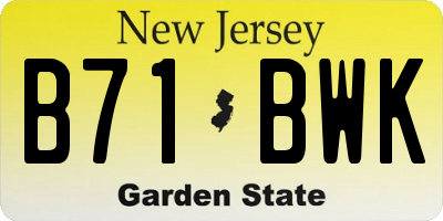 NJ license plate B71BWK