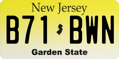 NJ license plate B71BWN