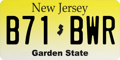NJ license plate B71BWR