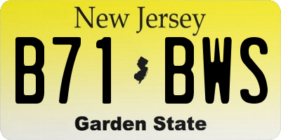 NJ license plate B71BWS