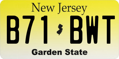 NJ license plate B71BWT