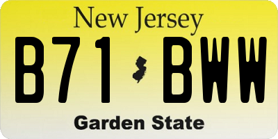 NJ license plate B71BWW