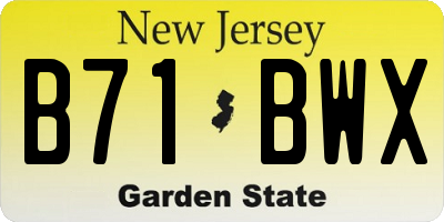 NJ license plate B71BWX