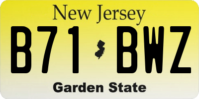 NJ license plate B71BWZ