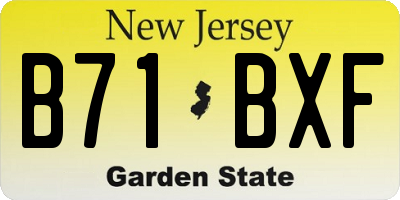 NJ license plate B71BXF