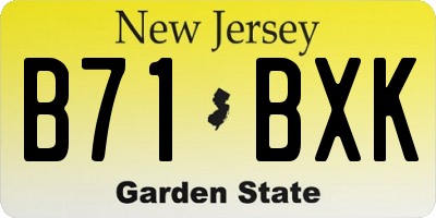 NJ license plate B71BXK