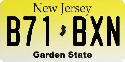 NJ license plate B71BXN