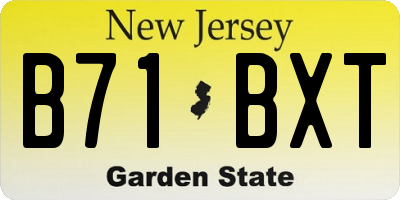 NJ license plate B71BXT