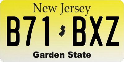 NJ license plate B71BXZ