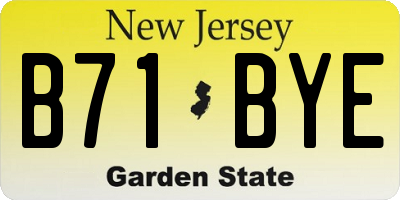 NJ license plate B71BYE