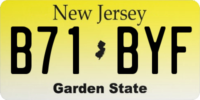 NJ license plate B71BYF