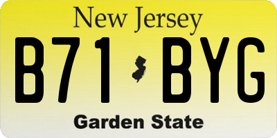 NJ license plate B71BYG