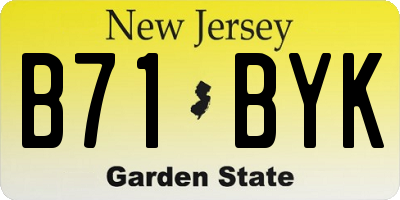 NJ license plate B71BYK