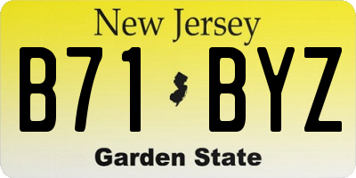 NJ license plate B71BYZ