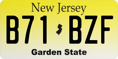 NJ license plate B71BZF