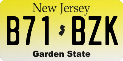 NJ license plate B71BZK