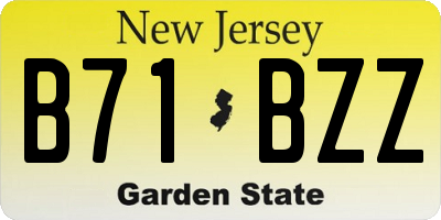 NJ license plate B71BZZ