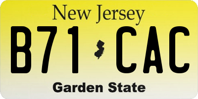 NJ license plate B71CAC