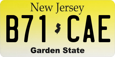 NJ license plate B71CAE
