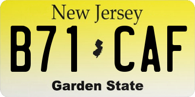 NJ license plate B71CAF