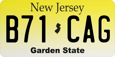 NJ license plate B71CAG