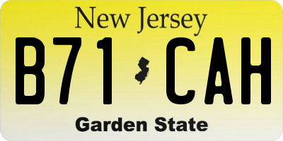NJ license plate B71CAH