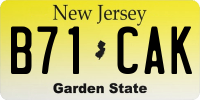 NJ license plate B71CAK
