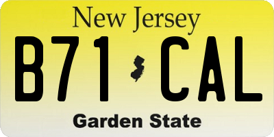 NJ license plate B71CAL