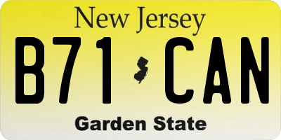 NJ license plate B71CAN