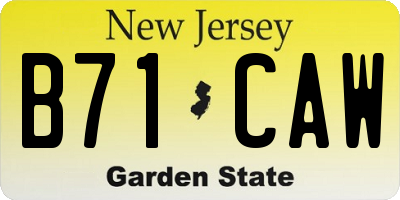 NJ license plate B71CAW