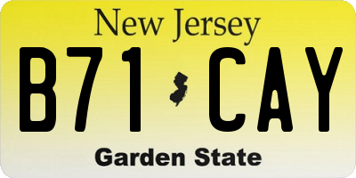 NJ license plate B71CAY