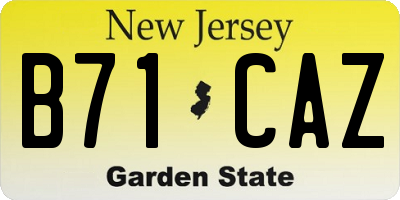 NJ license plate B71CAZ
