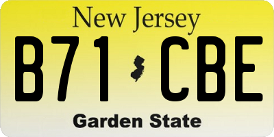 NJ license plate B71CBE