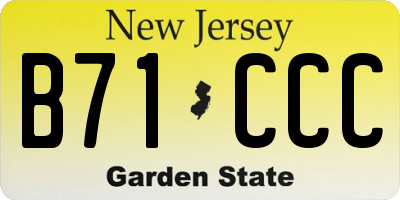 NJ license plate B71CCC