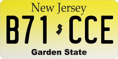 NJ license plate B71CCE