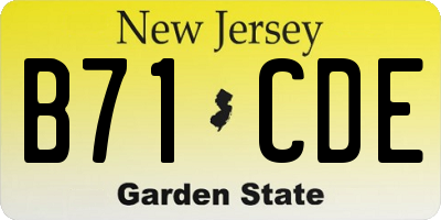 NJ license plate B71CDE